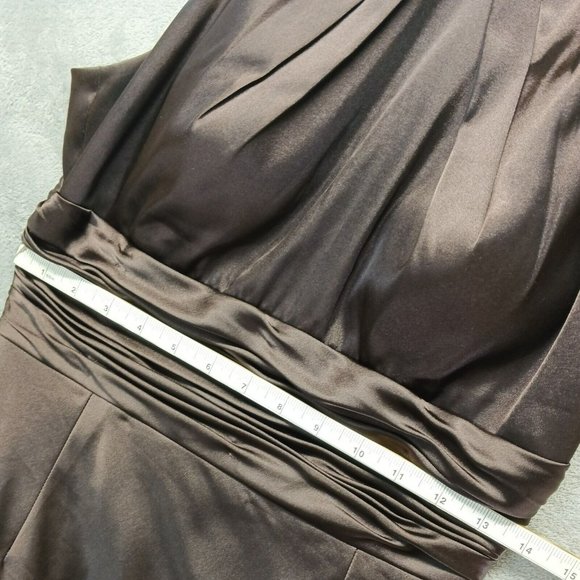 ADRIANNA PAPELL Boutique Women Halter Pencil Dress Brown Satin Size 8 - Picture 12 of 12